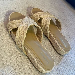 Kaanas Inagua Sandals Natural Raffia Leather Platform